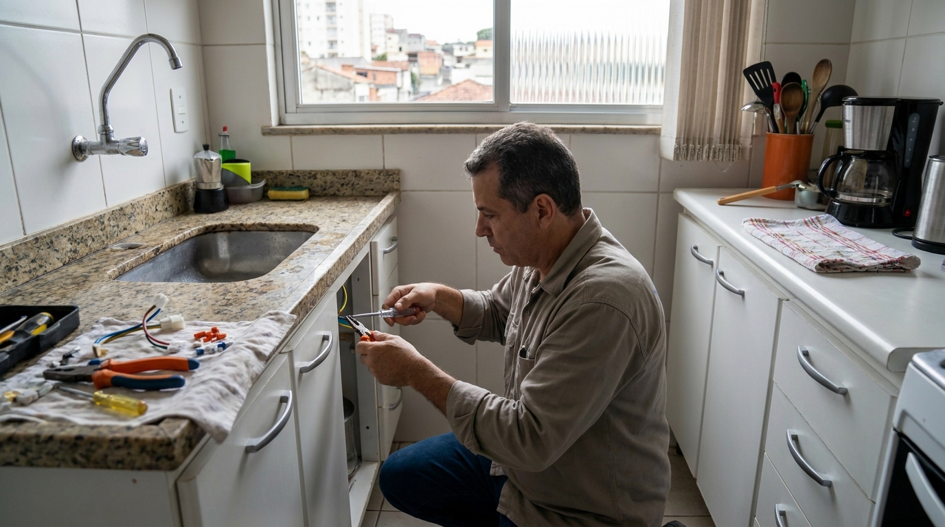 Eletricista instalando torneira eletrica em Sorocaba‑SP
