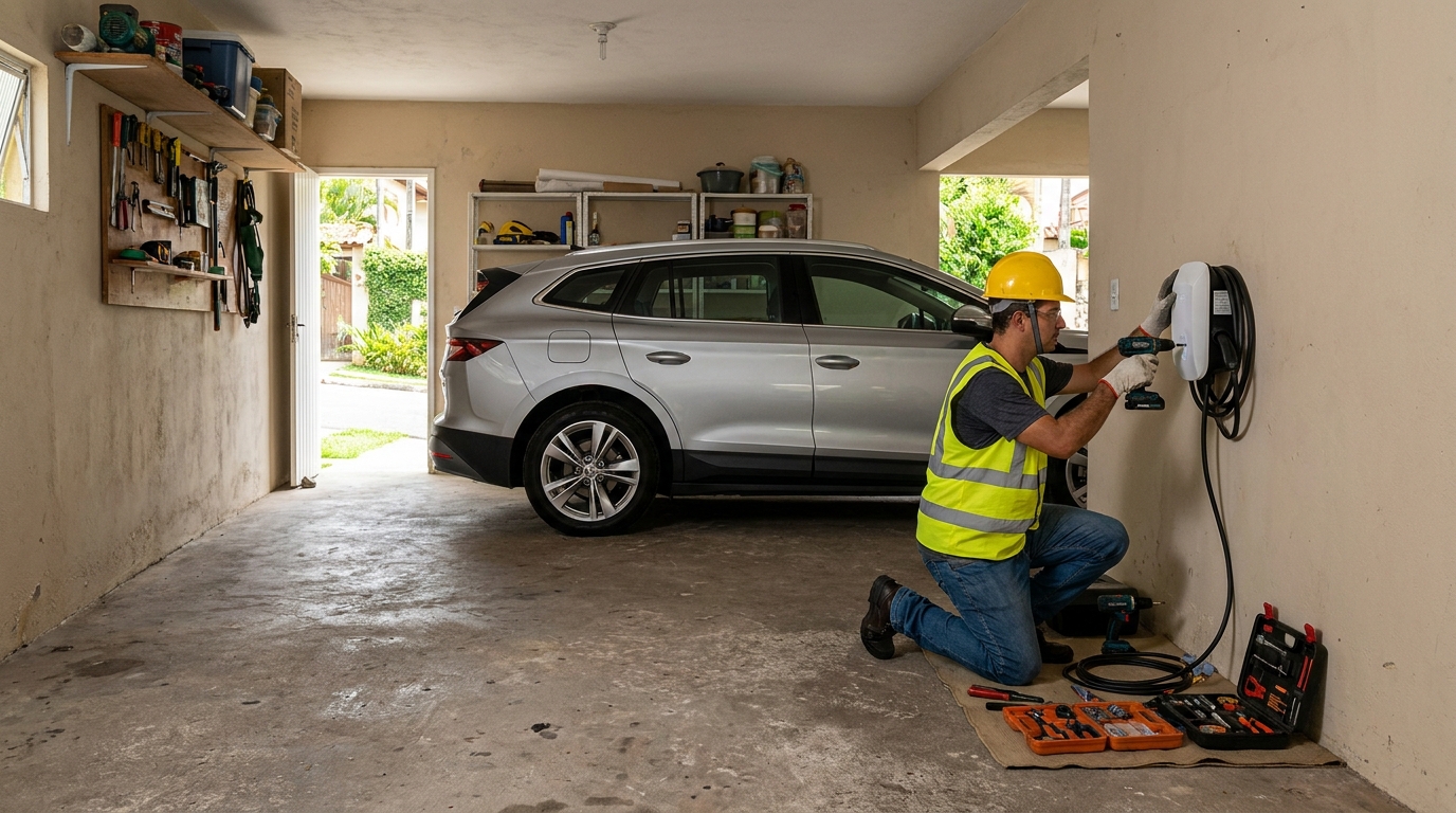 Instalacao de carregador de carro eletrico residencial em Sorocaba‑SP