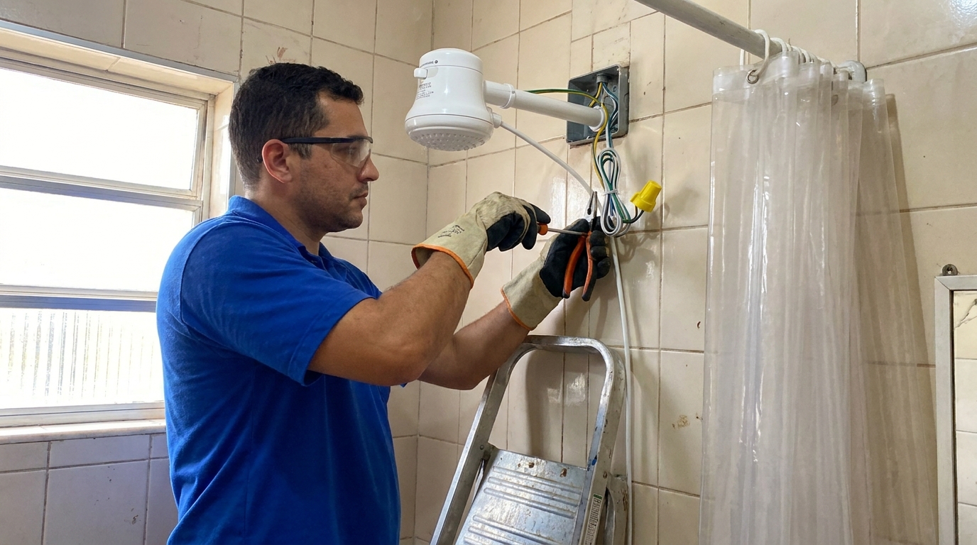 Instalacao de chuveiro eletrico residencial em Sorocaba‑SP