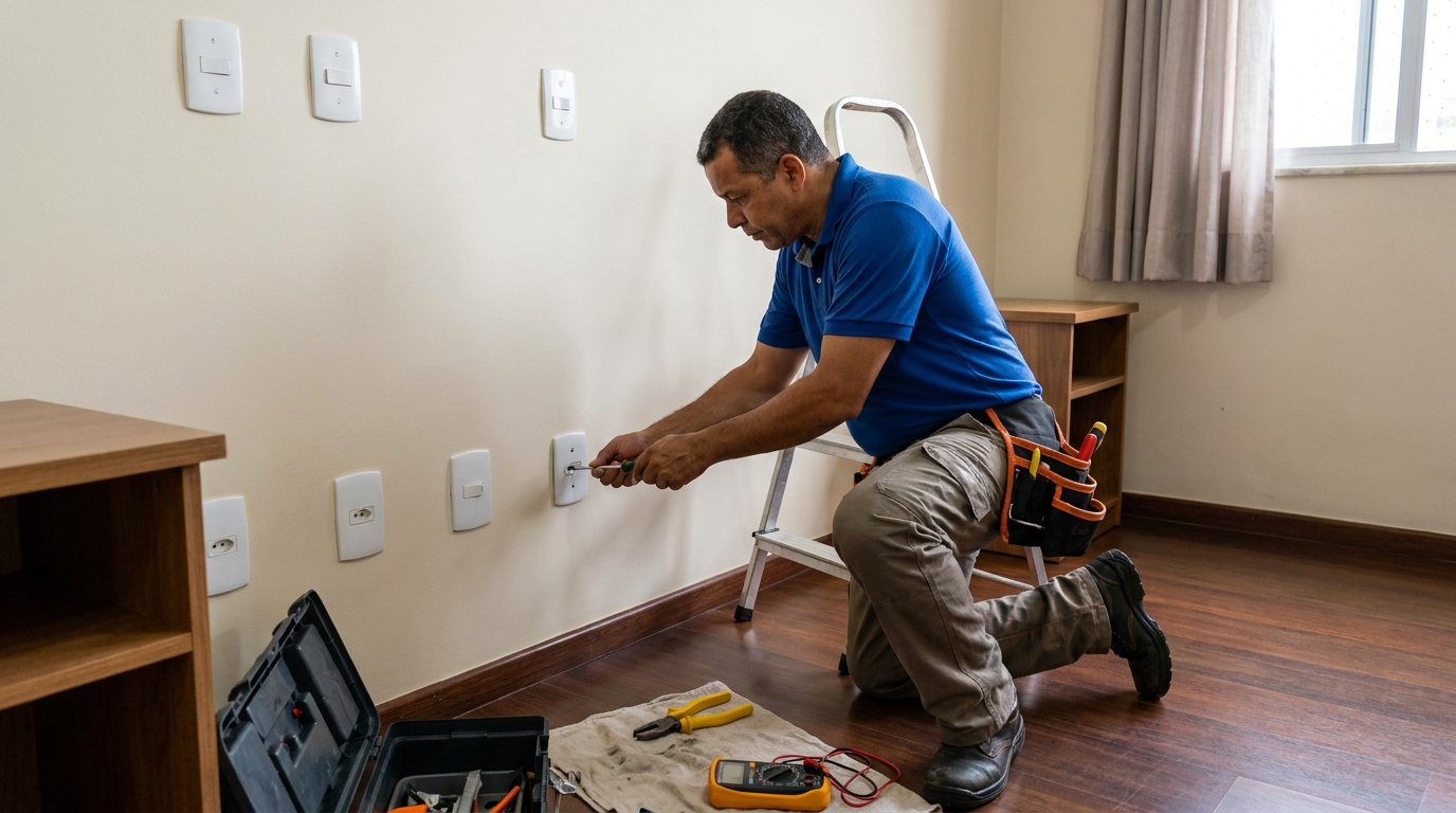 Instalacao de tomada e interruptor residencial em Sorocaba‑SP