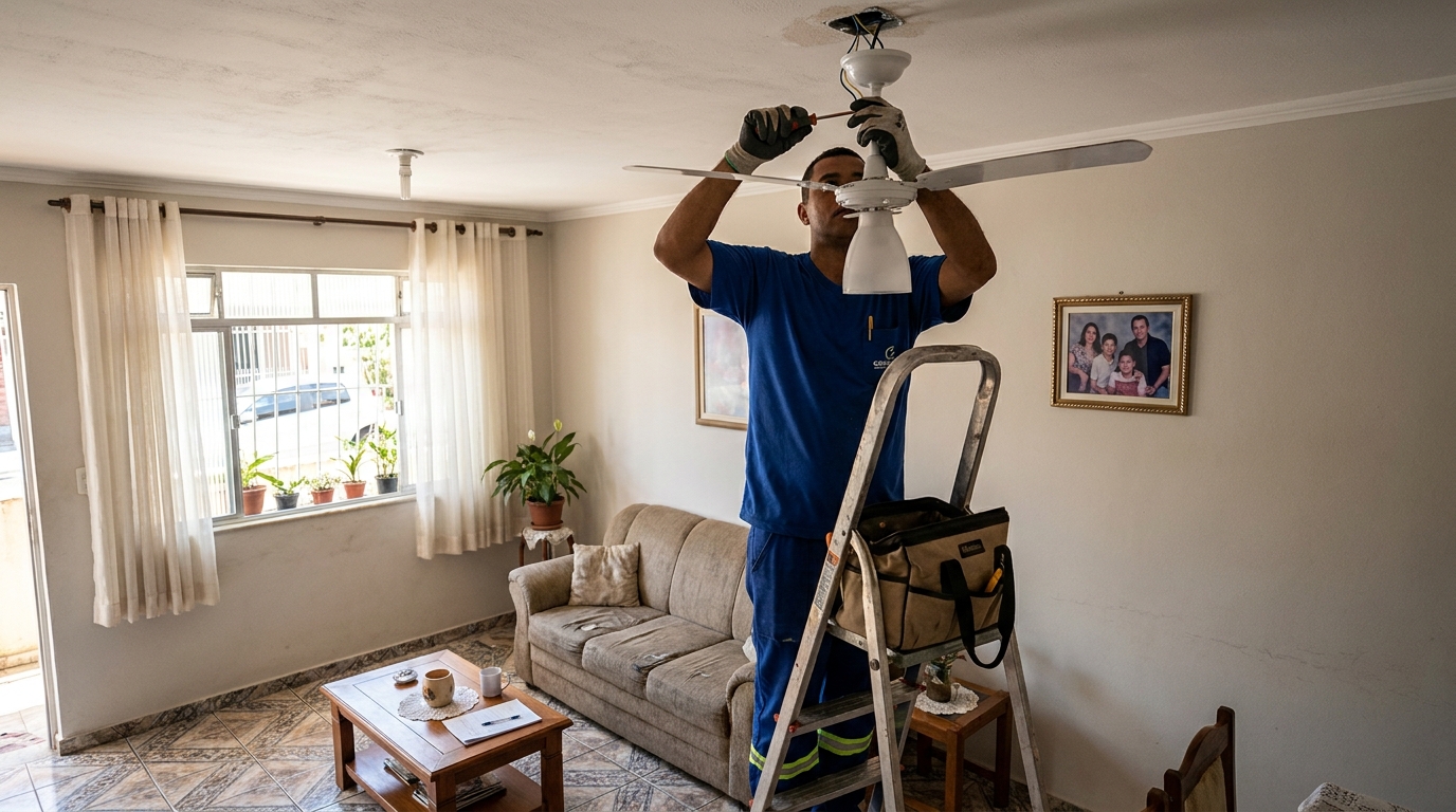 Instalacao de ventilador de teto residencial em Sorocaba‑SP