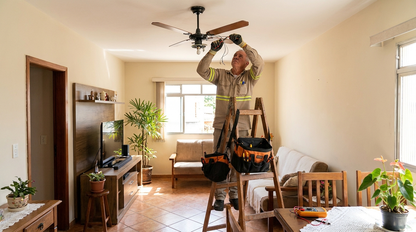 Montagem de ventilador de teto em Sorocaba‑SP